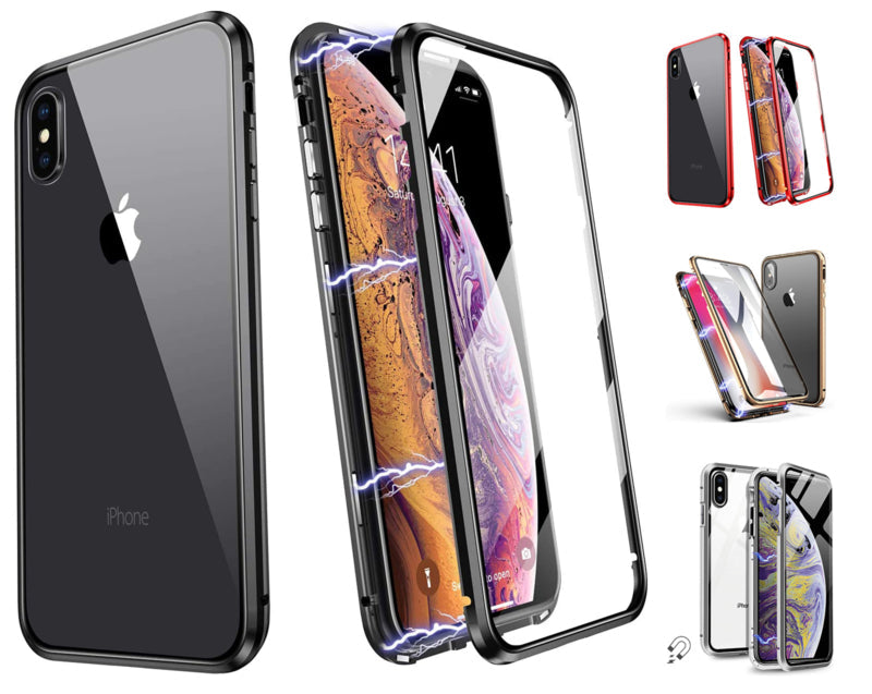 Magnetisch telefoonhoesje voor iPhone X / Xs met gehard glas