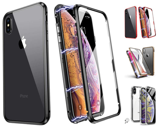 Magnetisch telefoonhoesje voor iPhone X / Xs met gehard glas