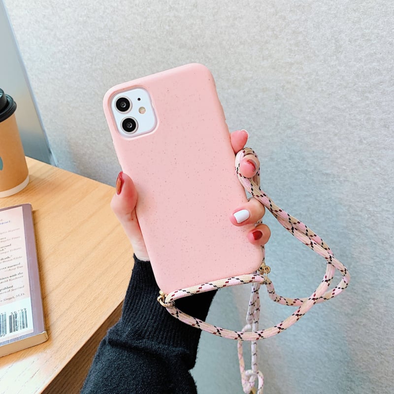 iPhone 13 TPU Hoesje met Verstelbaar Koord Roze
