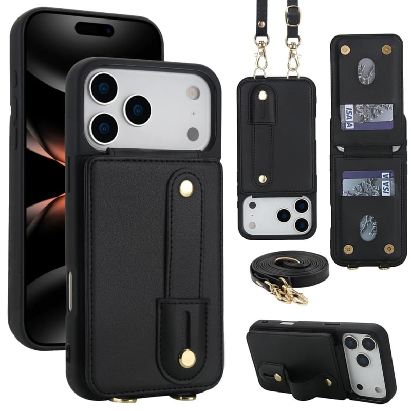 Telefoonhoesje met pasjeshouder en draagkoord voor iPhone 17 Pro Max