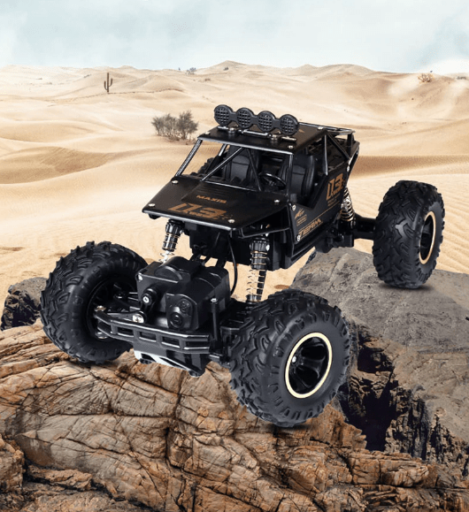 Op afstand bestuurbare 4x4 monstertruck met off-road banden