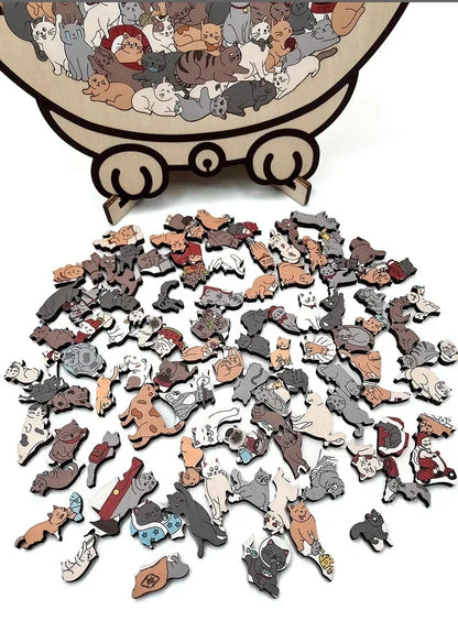 Houten katvormige puzzel van 135 stukjes