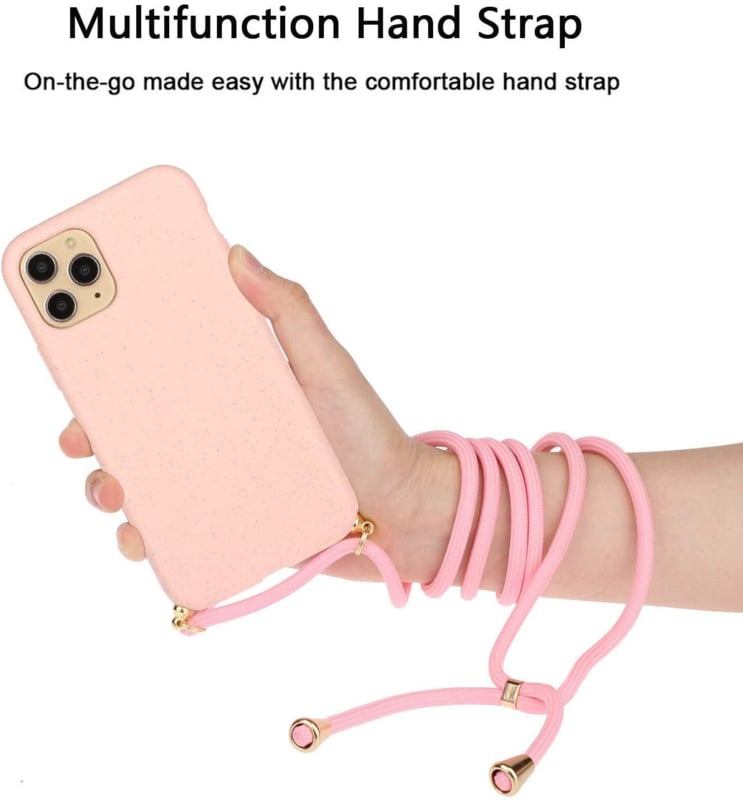 Crossbody TPU Hoesje met Verstelbaar Koord voor iPhone 15 Pro Roze