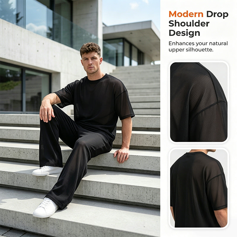 Tweedelige heren lounge set met t-shirt en broek