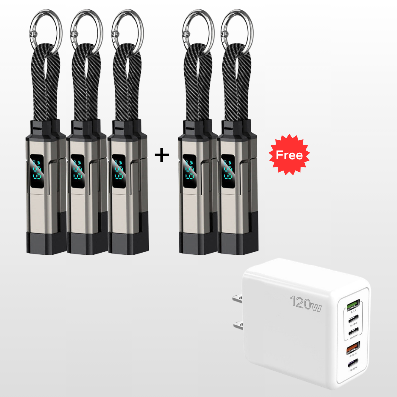 Universele 4-in-1 oplaadkabel met digitaal display