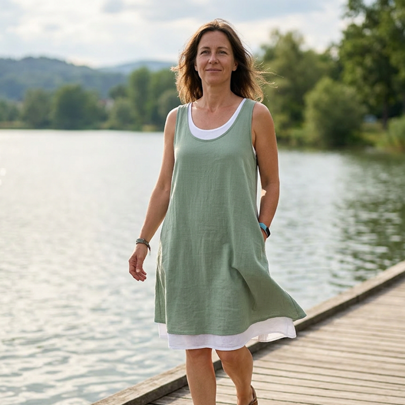 Casual mouwloze tankjurk voor dames met nep-tweedelig design
