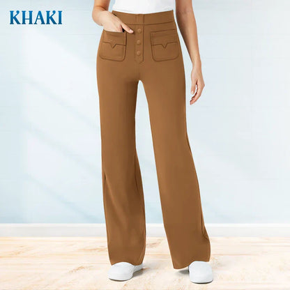 Comfortabele elastische casual damesbroek met hoge taille
