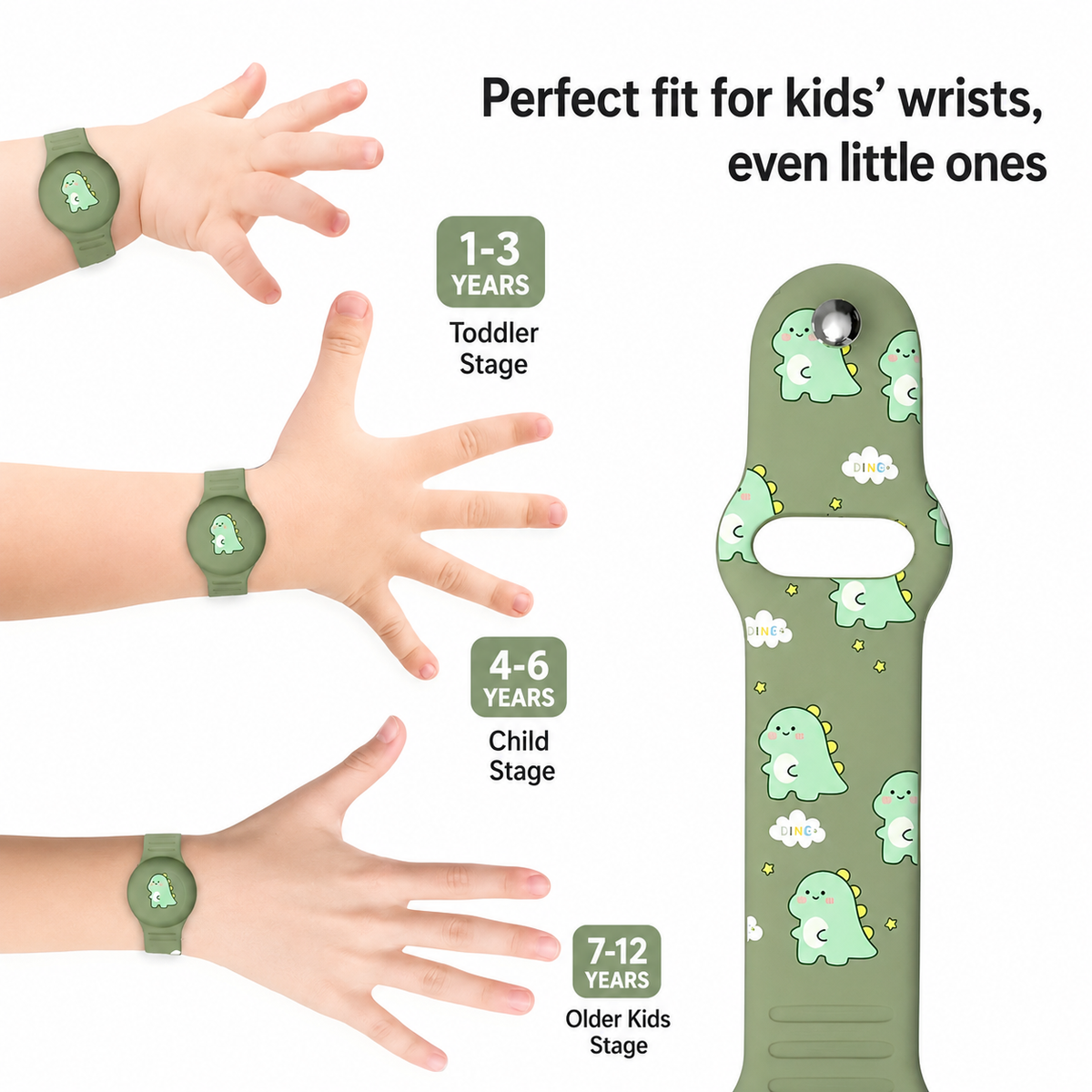Verstelbare siliconen AirTag armband voor kinderen