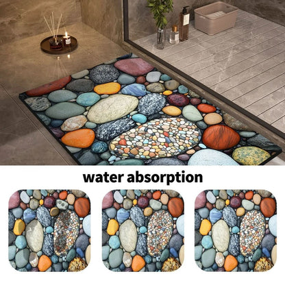 Sneldrogende badmat met steenlook en antislip onderkant