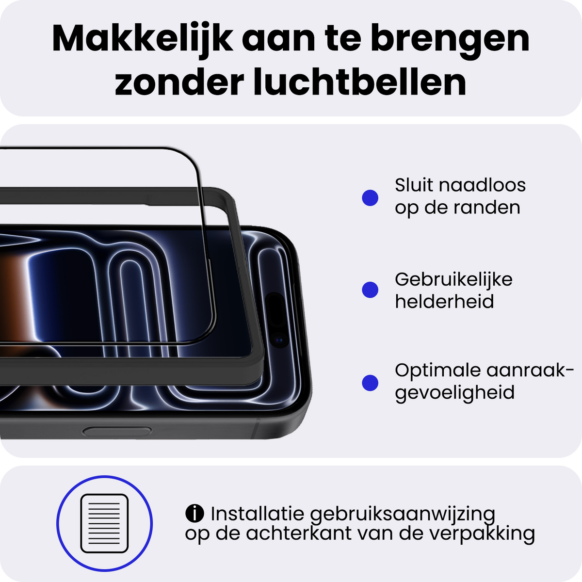 Gehard glazen screenprotector met installatieframe voor iPhone 17 Pro Max
