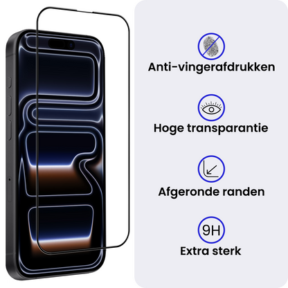 Glazen screenprotector voor iPhone 17 Pro met zwarte randen