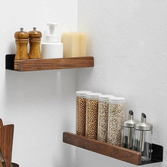Massief houten badkamerplank met zelfklevende wandmontage