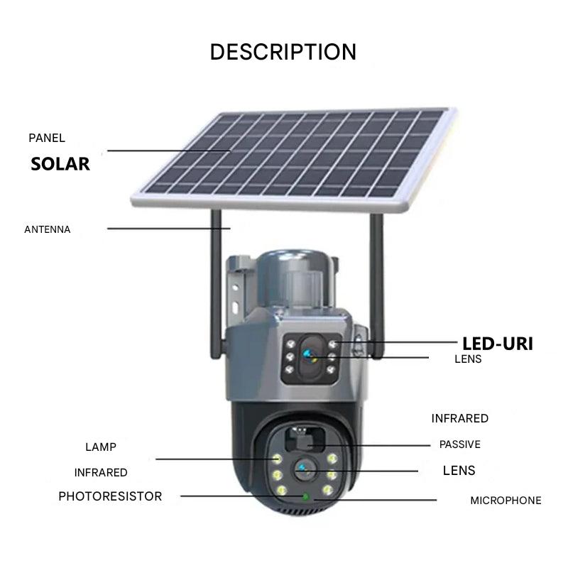 Draadloze 4K beveiligingscamera met zonnepaneel en 360 rotatie