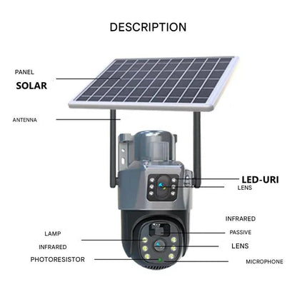 Draadloze 4K beveiligingscamera met zonnepaneel en 360 rotatie