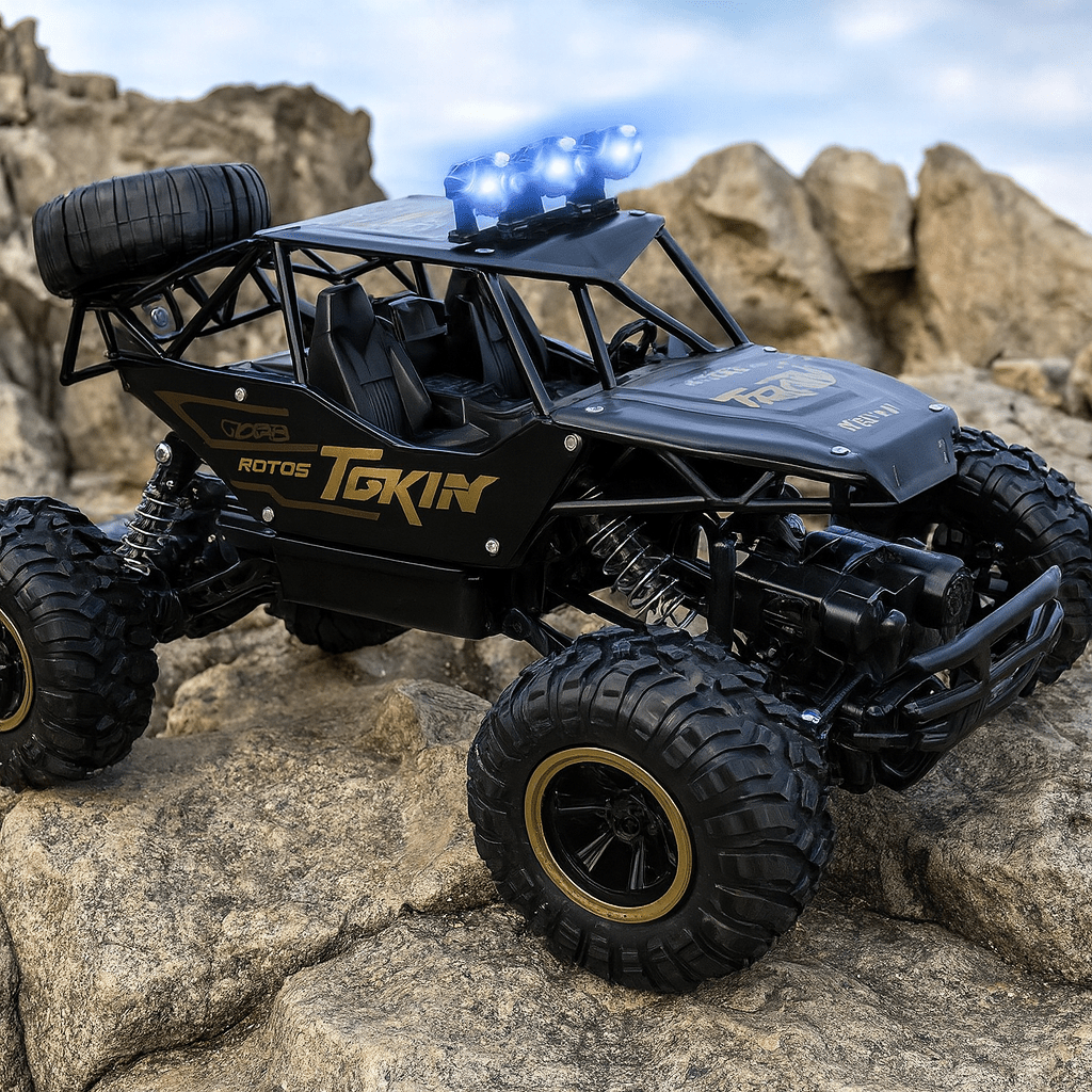 Op afstand bestuurbare 4x4 monstertruck met off-road banden