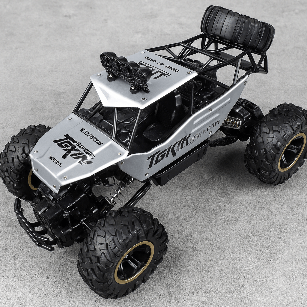 Op afstand bestuurbare 4x4 monstertruck met off-road banden