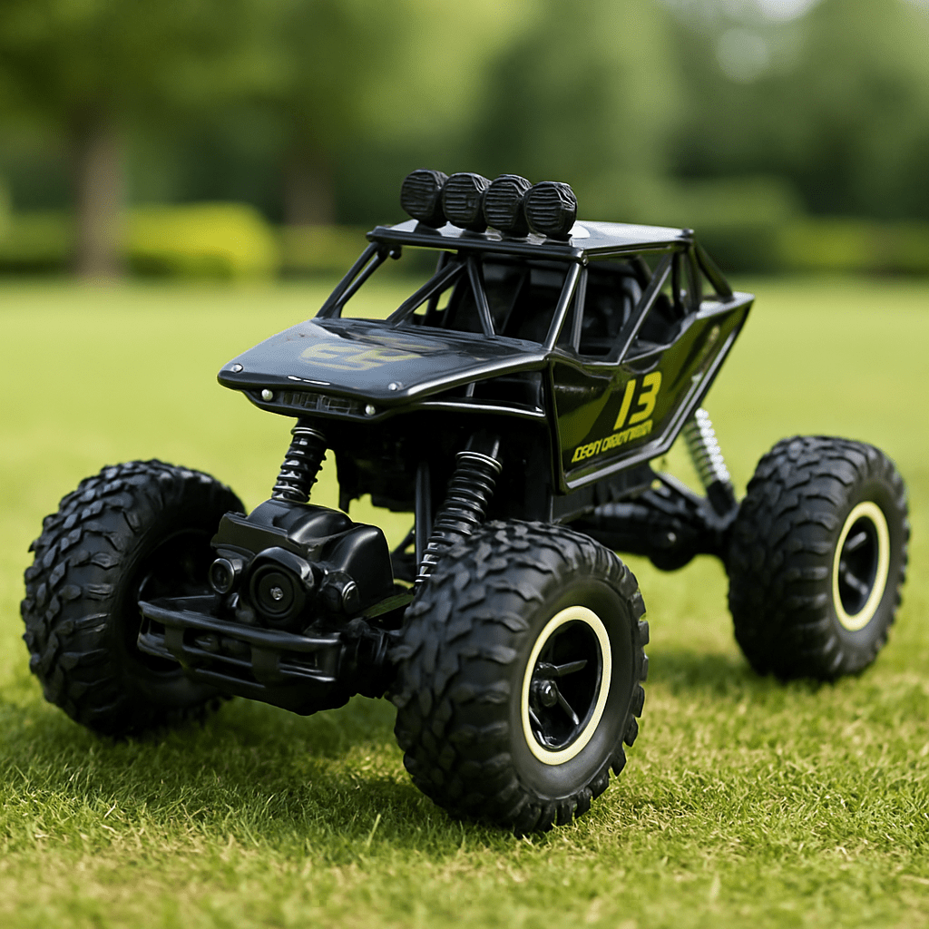 Op afstand bestuurbare 4x4 monstertruck met off-road banden