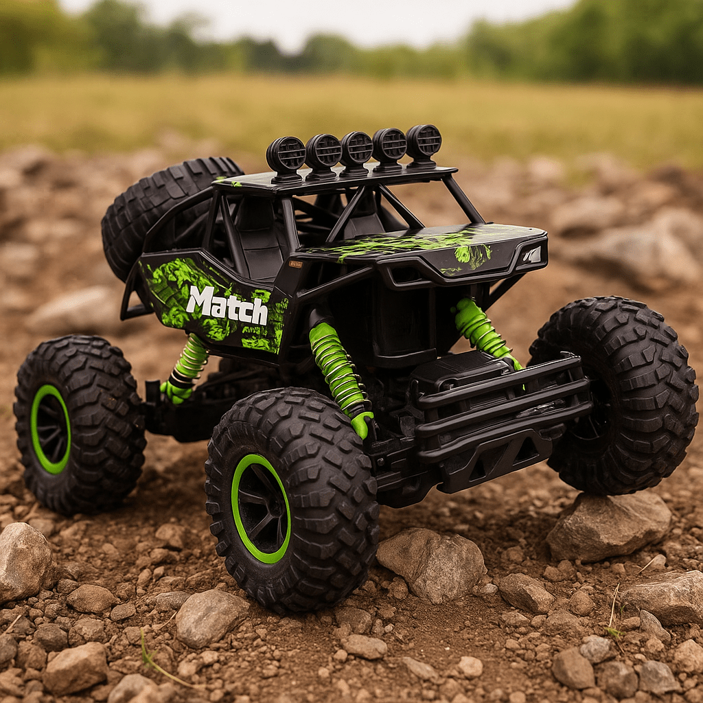 Op afstand bestuurbare 4x4 monstertruck met off-road banden
