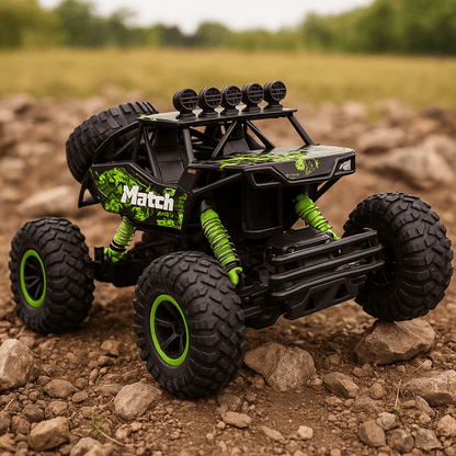 Op afstand bestuurbare 4x4 monstertruck met off-road banden