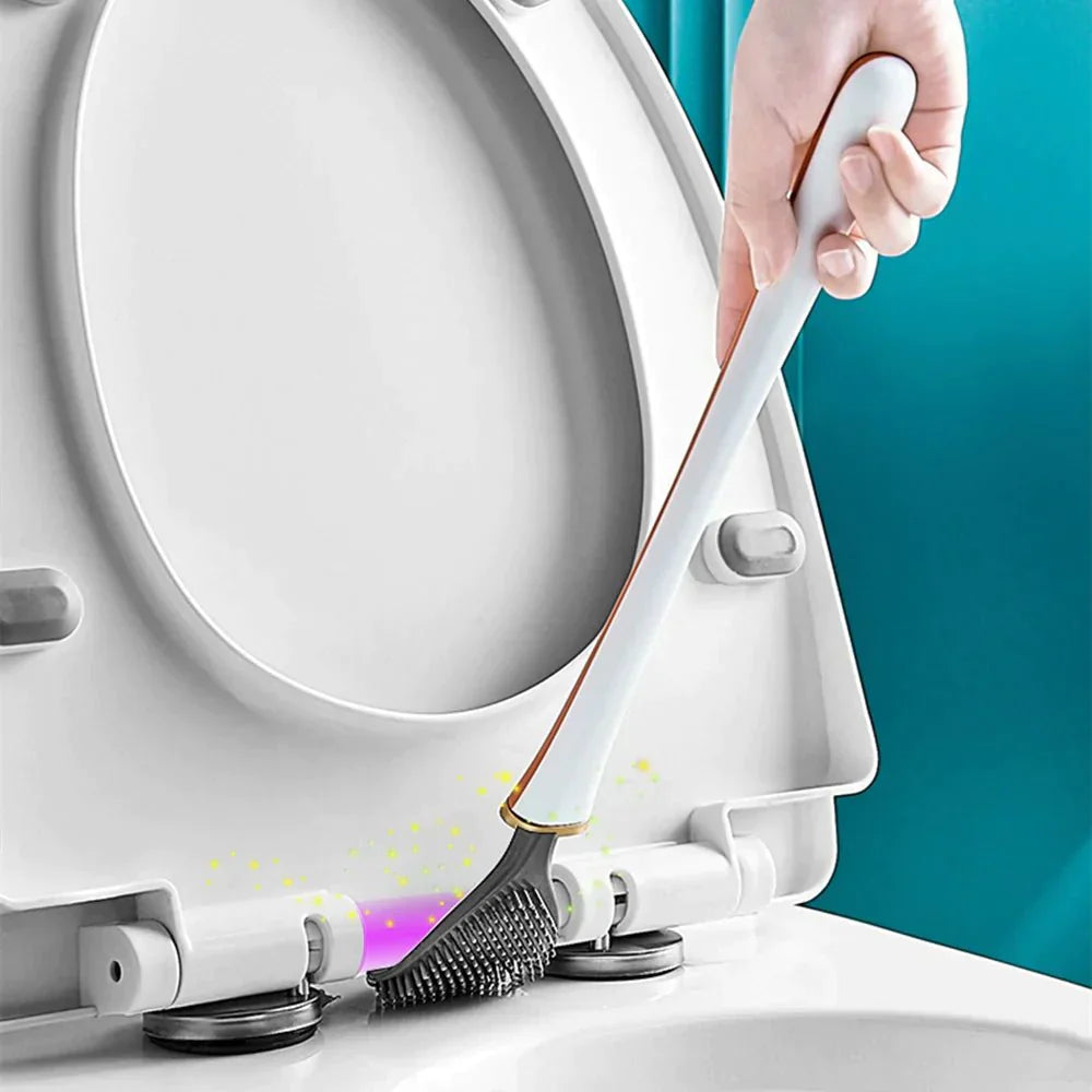 Flexibele siliconen toiletborstel met sneldrogende houder