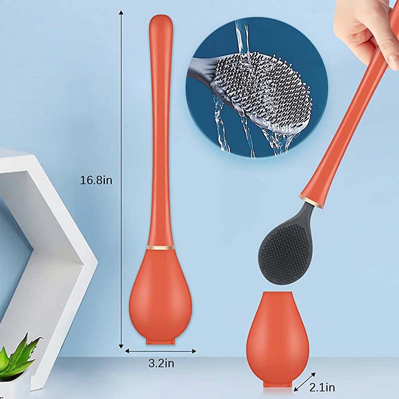 Flexibele siliconen toiletborstel met sneldrogende houder