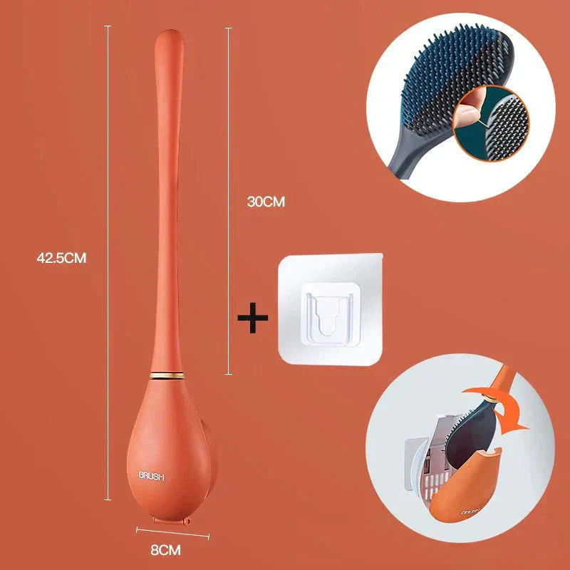 Flexibele siliconen toiletborstel met sneldrogende houder