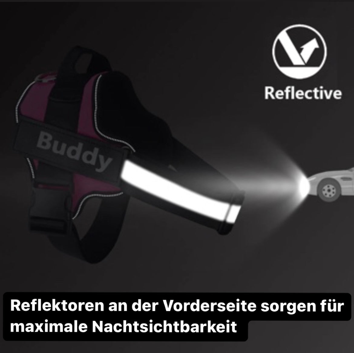 Anti-trek hondentuig met reflecterende details en snelsluiting