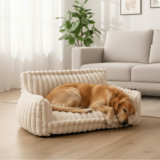 Pluche Hondenbank Met Traagschuim En Wasbare Hoes