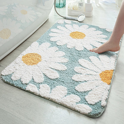 Zachte ovale polyester badmat met bloemenpatroon