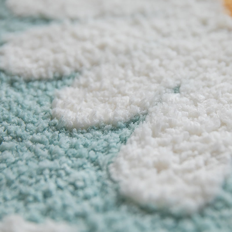 Zachte ovale polyester badmat met bloemenpatroon