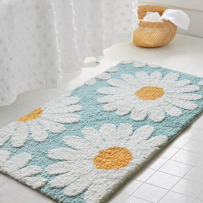 Zachte ovale polyester badmat met bloemenpatroon