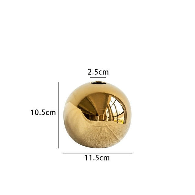 Gouden keramische bolvaas met glanzende afwerking