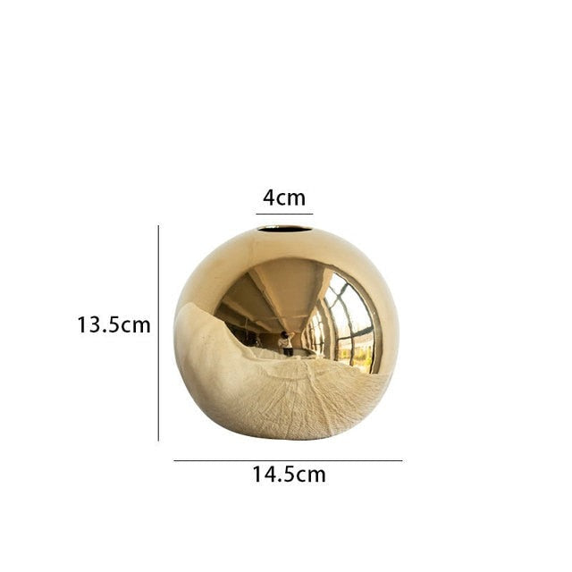 Gouden keramische bolvaas met glanzende afwerking