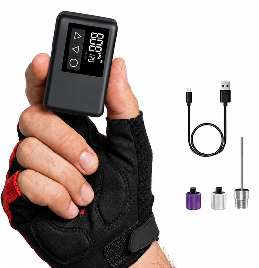Draadloze Fietspomp – Mini Luchtcompressor met Display – 8 Bar – USB-C – Presta, Schrader & Dunlop