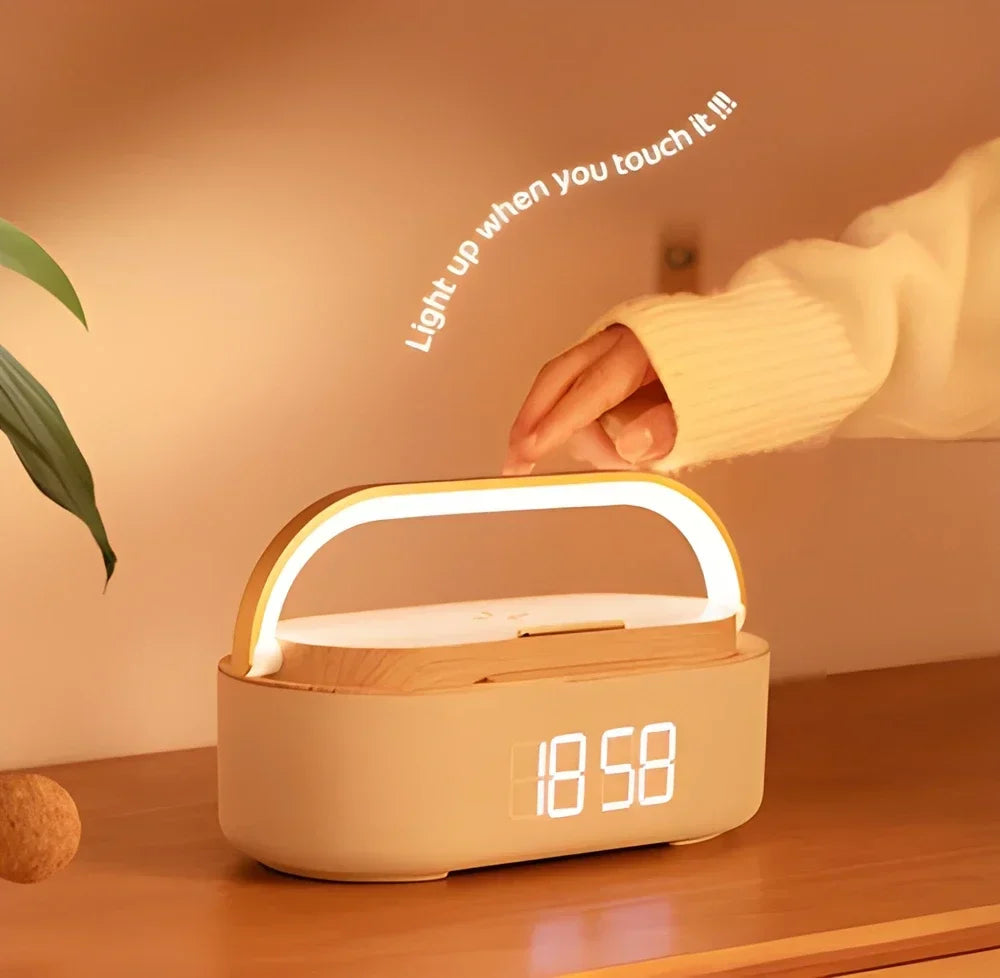Draadloze Oplader met Klok Speaker en Lamp
