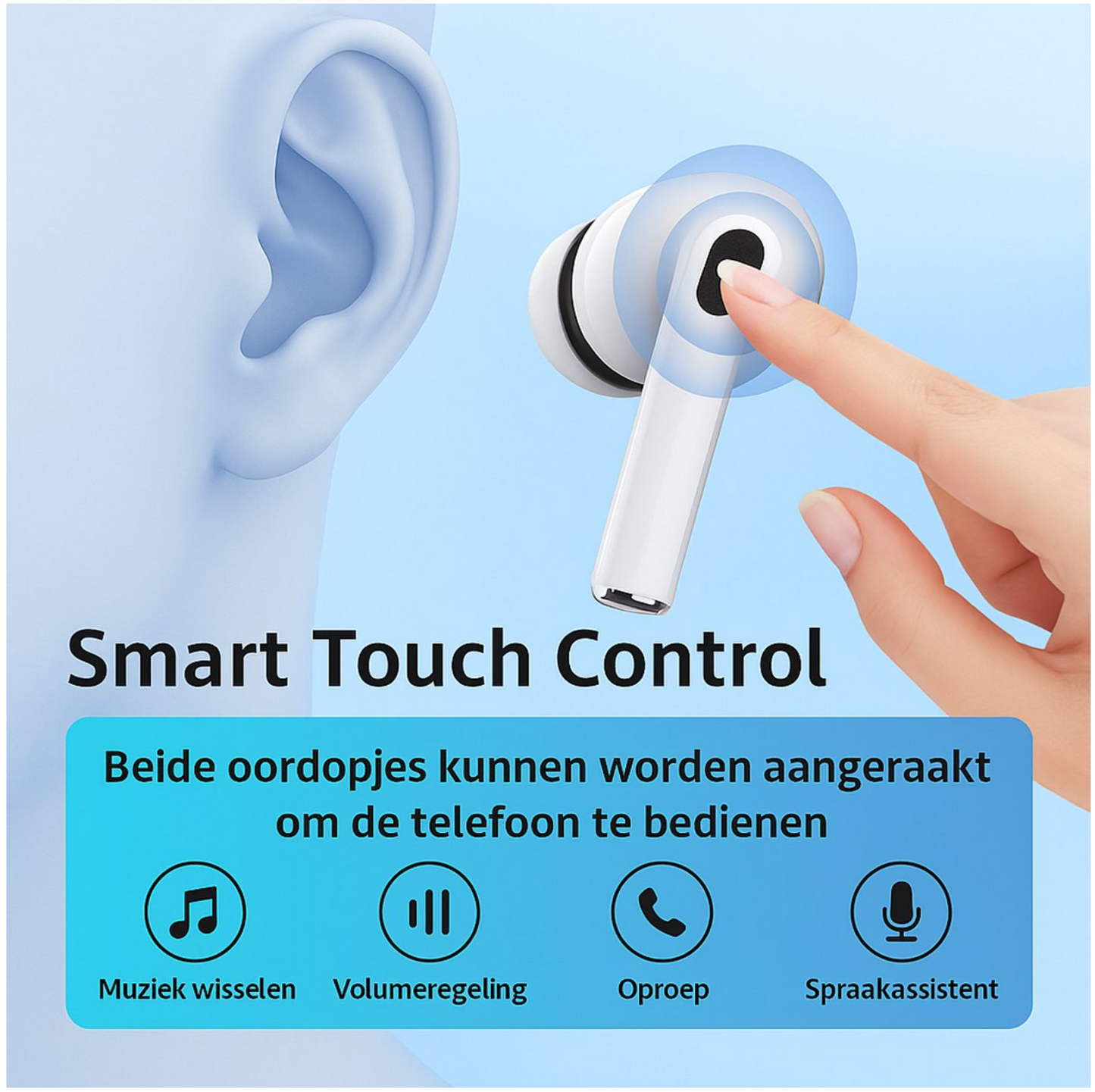 Draadloze oordopjes - In Ear oordopjes - Met Noise Cancelling - Bluetooth 5.4 - Perfect voor bellen en muziek luisteren - Touch control