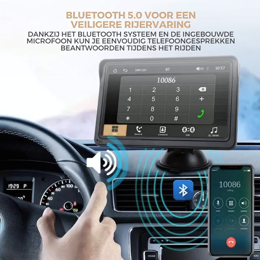 Draadloos Apple CarPlay scherm met achteruitrijcamera