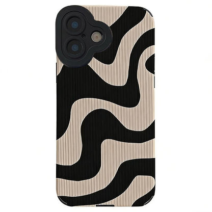 TPU Hoesje Voor iPhone 16 Met Zebra Patroon Beige Zwart