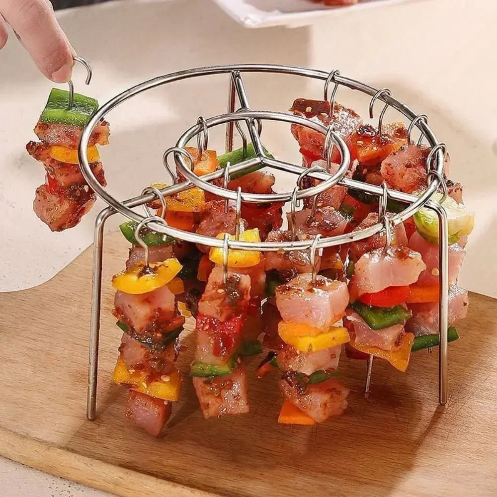 Rvs airfryer spiezenrek met spiesjes
