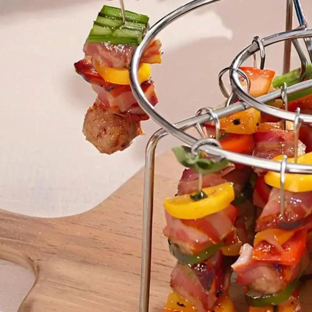 Rvs airfryer spiezenrek met spiesjes