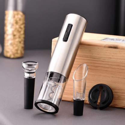 Elektrische Wijnopener 4-in-1 met Foliesnijder en Vacuümstopper