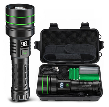 FlashForce™ Krachtige LED Oplaadbare Zaklamp 5000 Lumen – 26650 Oplaadbare Batterij – Zoomfunctie – Powerbank functie – IP67 Waterdicht