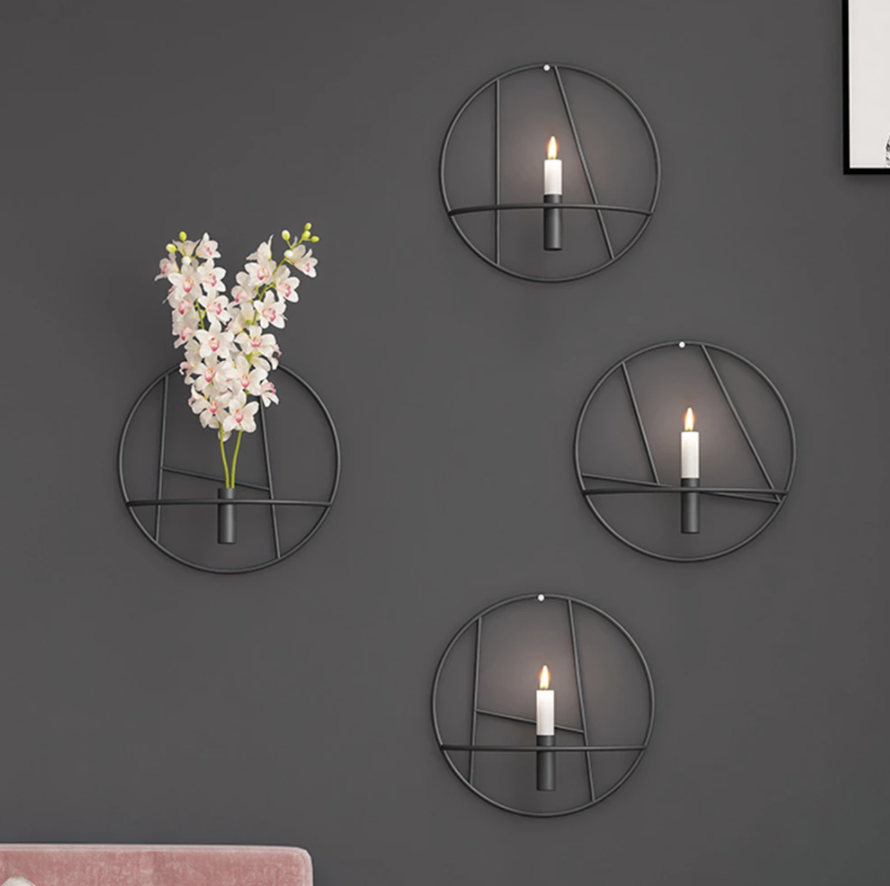 Ronde metalen wandkandelaar voor sfeervolle wanddecoratie