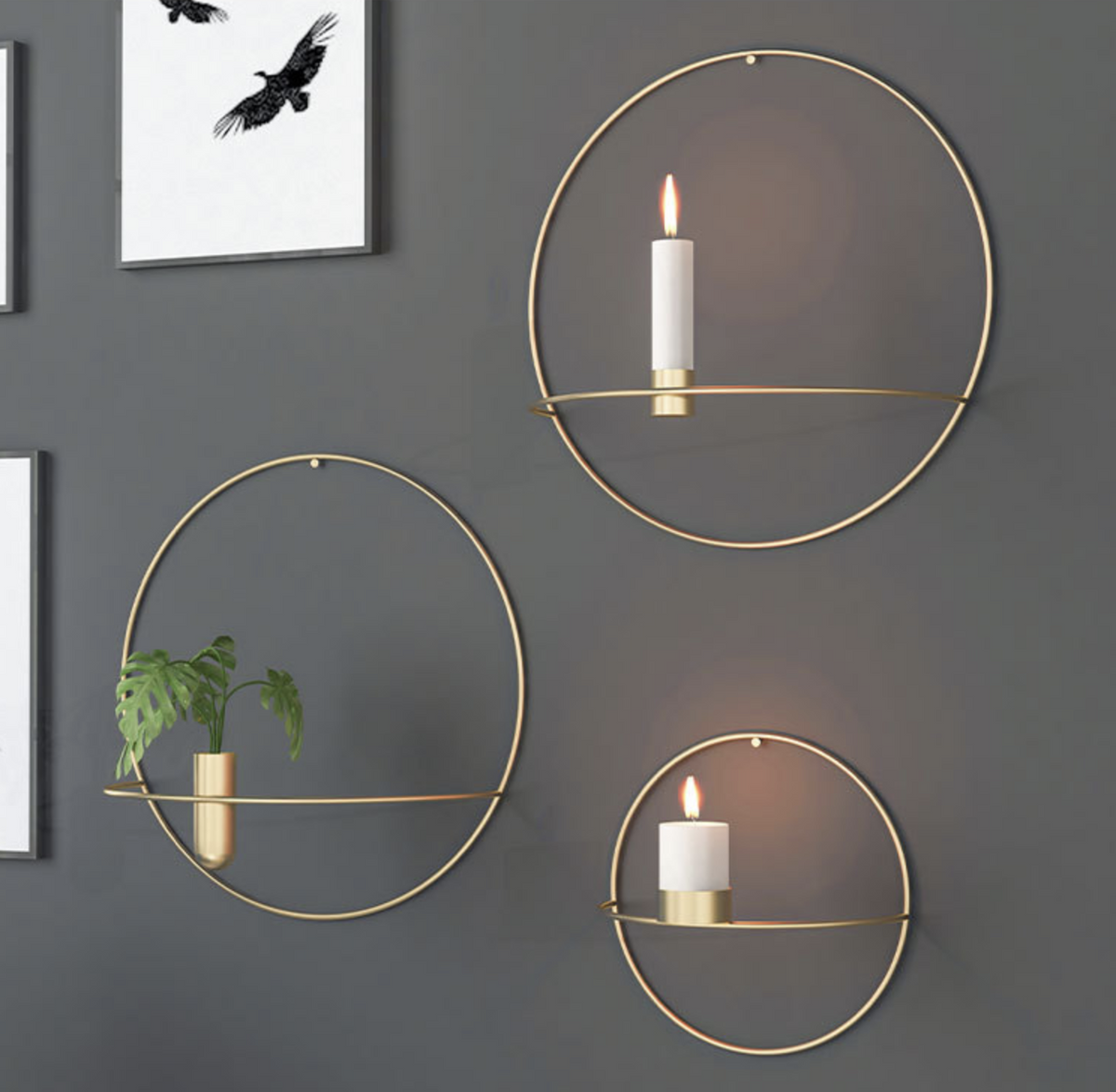 Ronde metalen wandkandelaar voor sfeervolle wanddecoratie