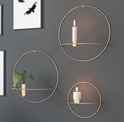 Ronde metalen wandkandelaar voor sfeervolle wanddecoratie