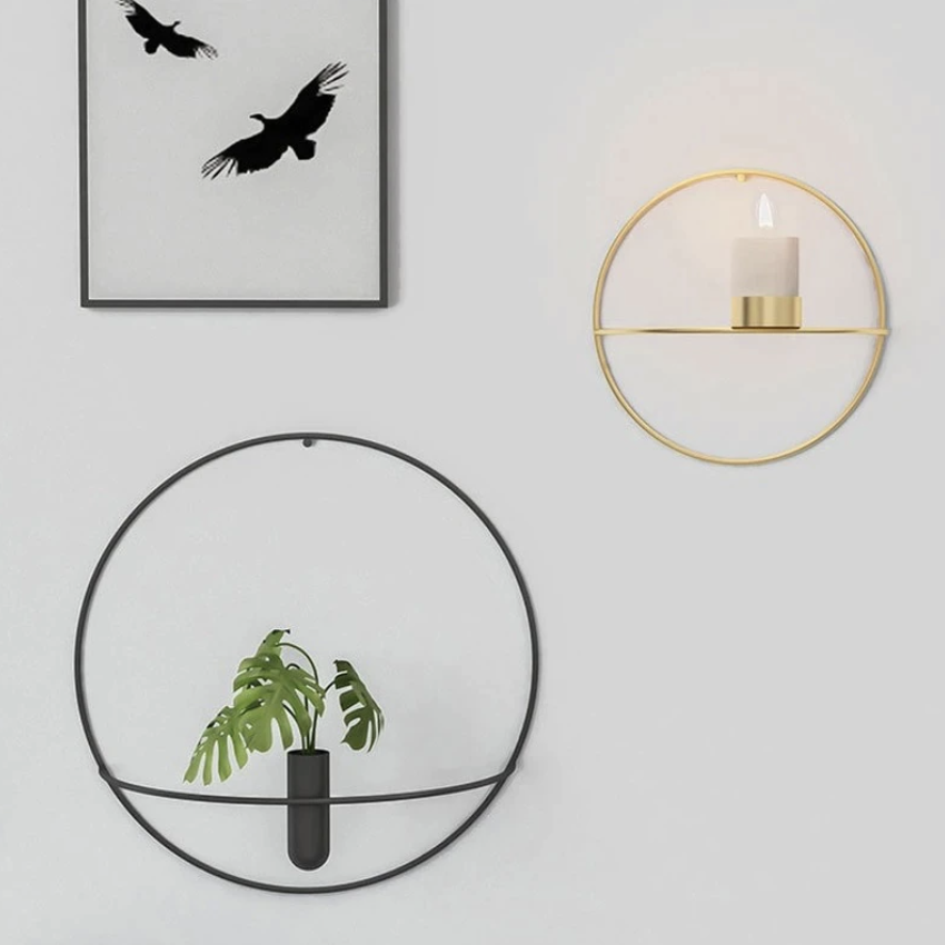 Ronde metalen wandkandelaar voor sfeervolle wanddecoratie