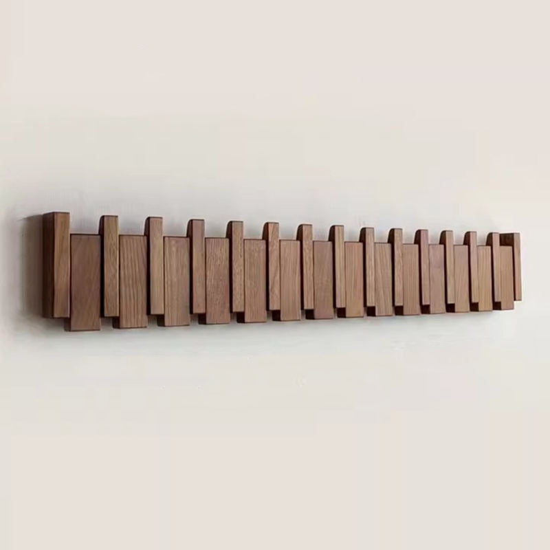 Houten wandkapstok met inklapbare haken