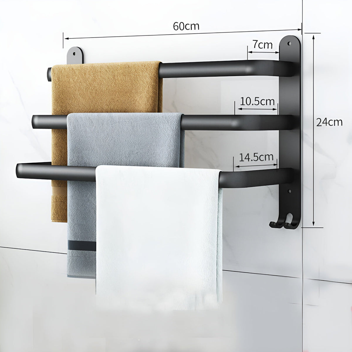 Aluminium handdoekrek met wandmontage