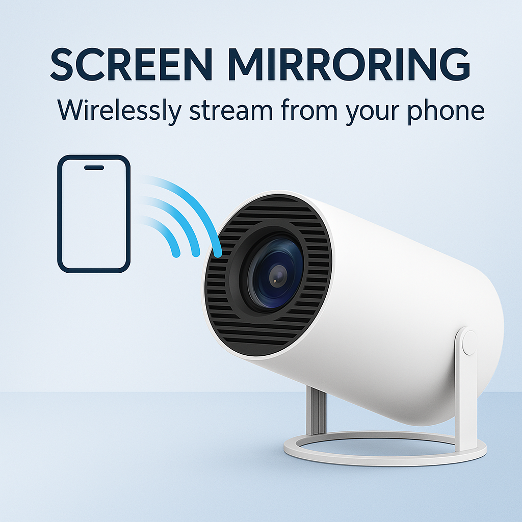 Draagbare mini projector met draadloze schermspiegeling