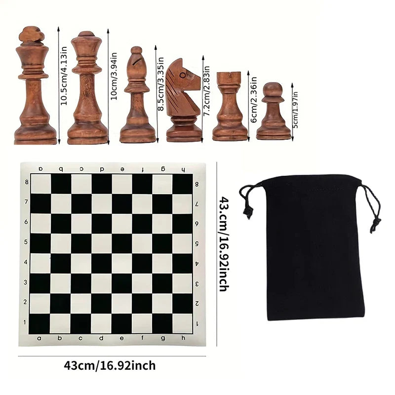 Houten schaakset met 32 klassieke schaakstukken